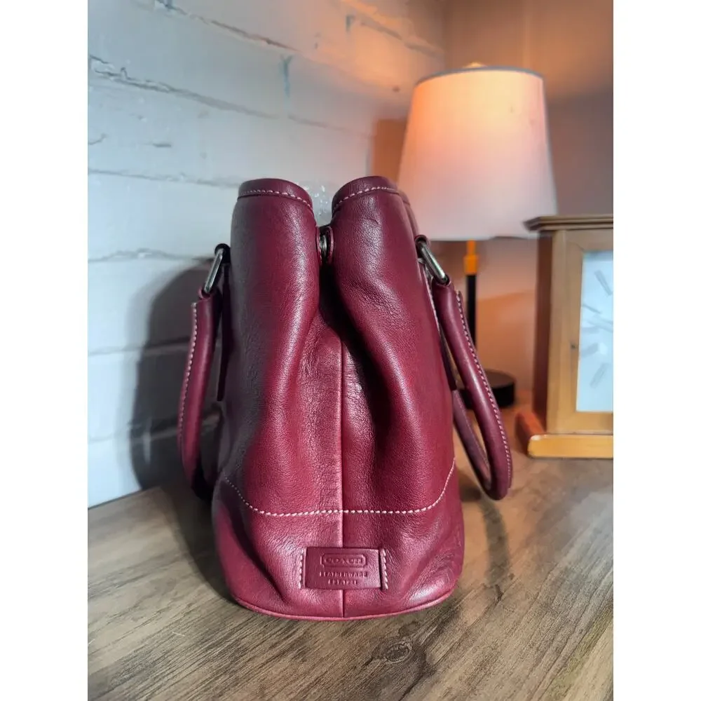 Coach 7757 Burgundy Red Leather Hampton Tote Handbag – Vintage Y2K